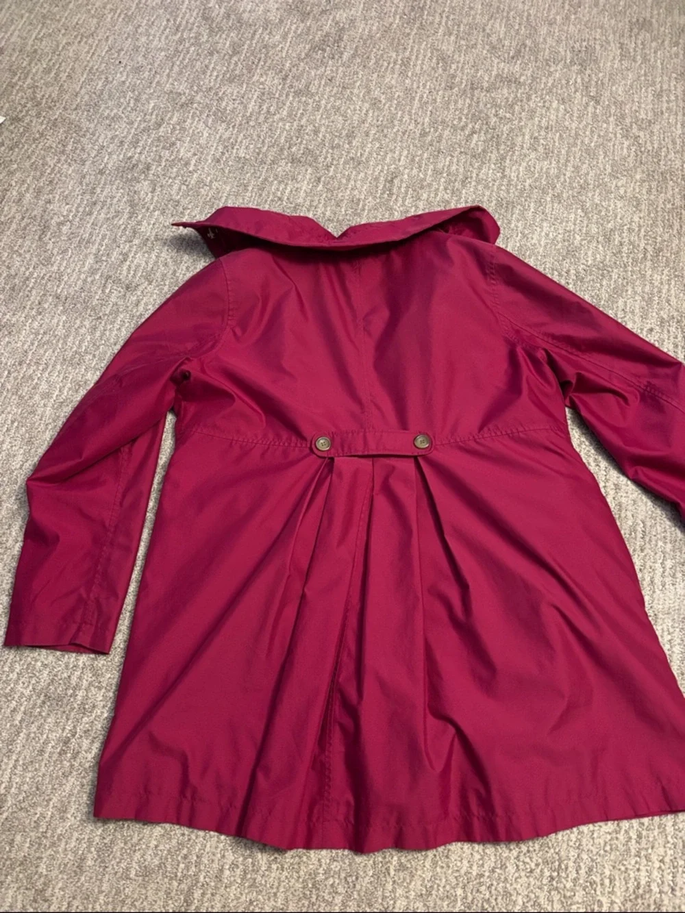 Land’s End Women’s Raspberry Trench Coat with Plaid Lining - Picture 2 of 4